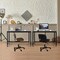 Wood Top Metal Frame Rolling Computer Desk Laptop Table-Black